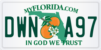 FL license plate DWNA97