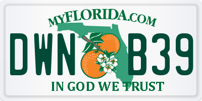 FL license plate DWNB39