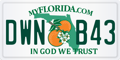 FL license plate DWNB43