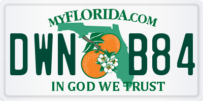 FL license plate DWNB84
