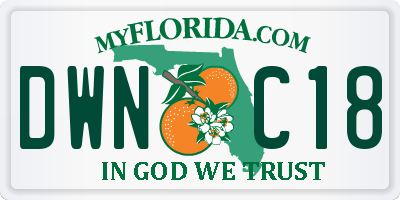 FL license plate DWNC18