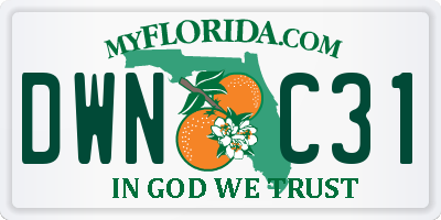 FL license plate DWNC31