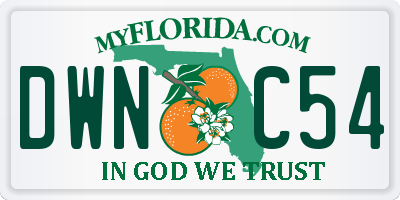 FL license plate DWNC54