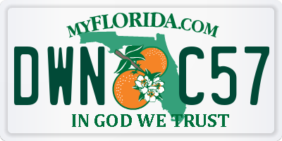 FL license plate DWNC57