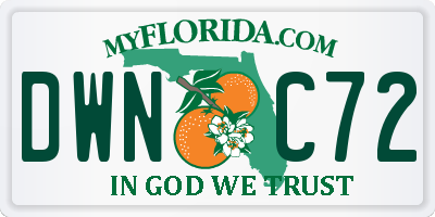 FL license plate DWNC72
