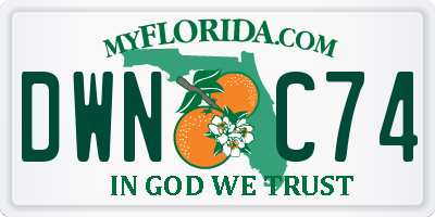 FL license plate DWNC74