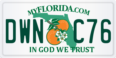 FL license plate DWNC76