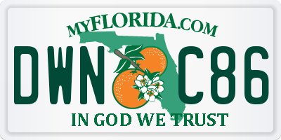 FL license plate DWNC86