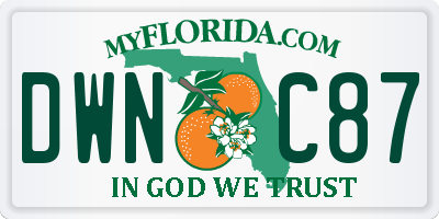 FL license plate DWNC87