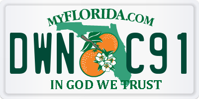 FL license plate DWNC91