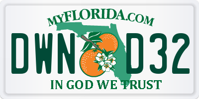 FL license plate DWND32