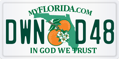FL license plate DWND48