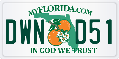 FL license plate DWND51