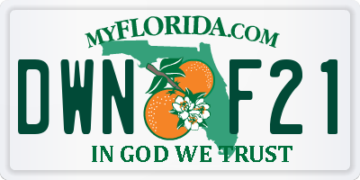 FL license plate DWNF21