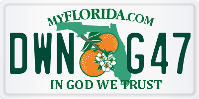 FL license plate DWNG47