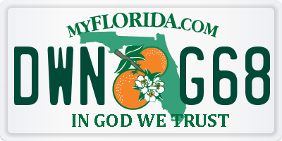 FL license plate DWNG68