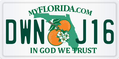 FL license plate DWNJ16