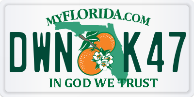 FL license plate DWNK47