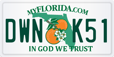 FL license plate DWNK51