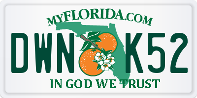 FL license plate DWNK52