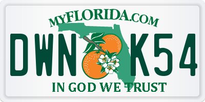 FL license plate DWNK54