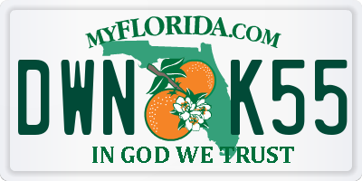 FL license plate DWNK55