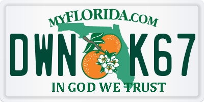 FL license plate DWNK67