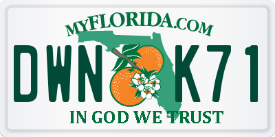 FL license plate DWNK71