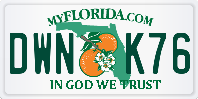 FL license plate DWNK76
