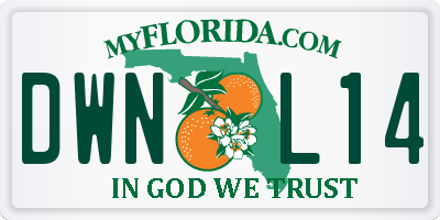 FL license plate DWNL14