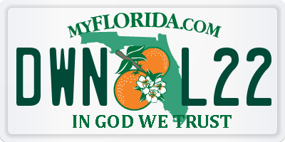 FL license plate DWNL22