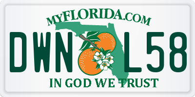 FL license plate DWNL58