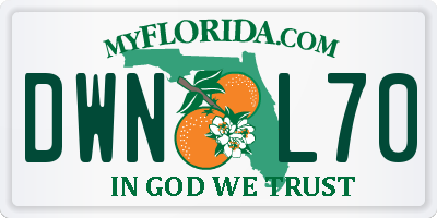 FL license plate DWNL70