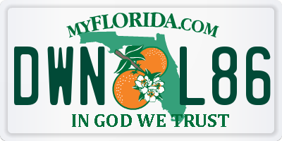 FL license plate DWNL86