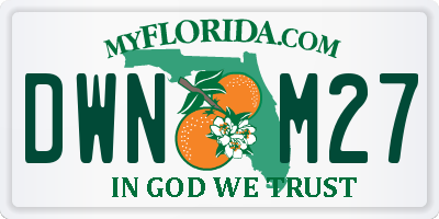 FL license plate DWNM27