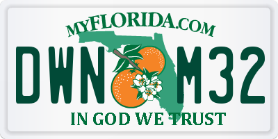FL license plate DWNM32
