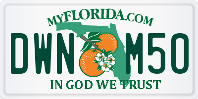 FL license plate DWNM50
