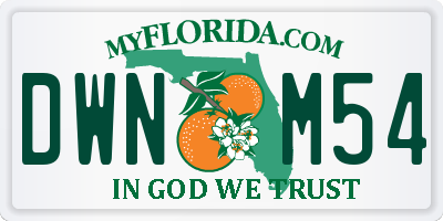FL license plate DWNM54
