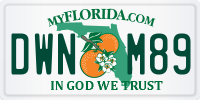FL license plate DWNM89