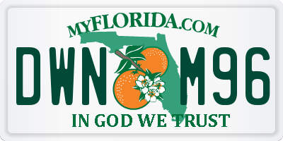 FL license plate DWNM96