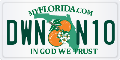FL license plate DWNN10