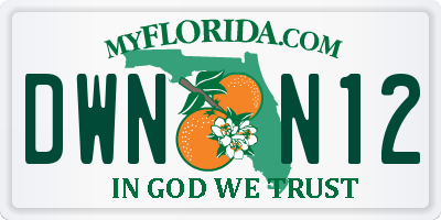FL license plate DWNN12