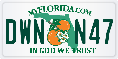 FL license plate DWNN47
