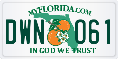 FL license plate DWNO61