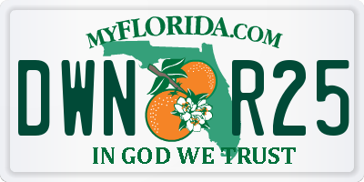 FL license plate DWNR25