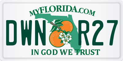 FL license plate DWNR27