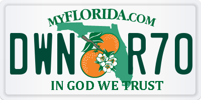 FL license plate DWNR70