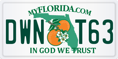 FL license plate DWNT63