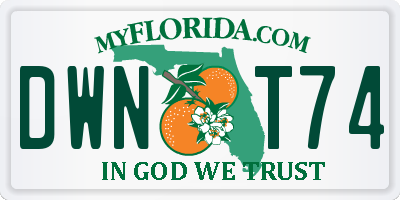 FL license plate DWNT74