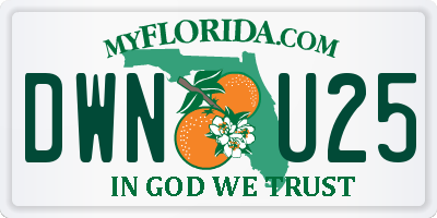 FL license plate DWNU25